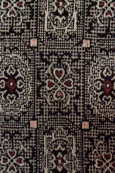 Photo7: Mint P0916J Vintage Japanese kimono Black HITOE unlined for women / Wool. Abstract pattern (Grade A) (7)