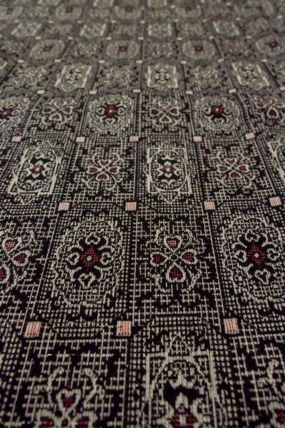 Photo9: Mint P0916J Vintage Japanese kimono Black HITOE unlined for women / Wool. Abstract pattern (Grade A) (9)