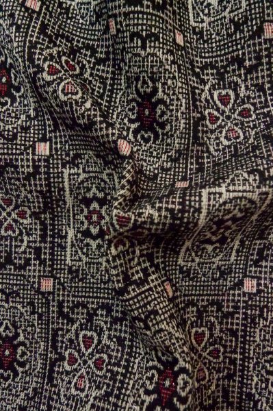 Photo11: Mint P0916J Vintage Japanese kimono Black HITOE unlined for women / Wool. Abstract pattern (Grade A) (11)