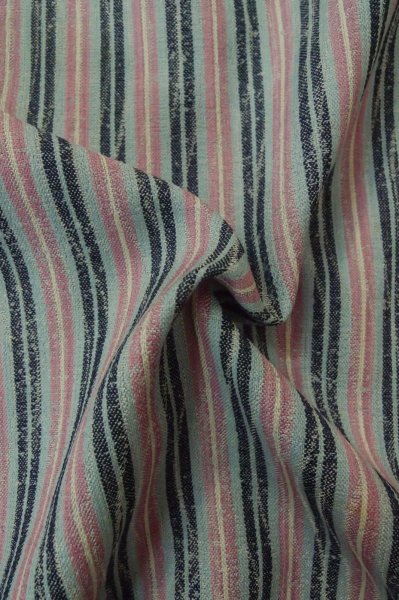 Photo10: P0916K Vintage Japanese kimono Pale Grayish Pink HITOE unlined for women / Wool. Stripes, There are stains and impression of use. (Grade D) (10)