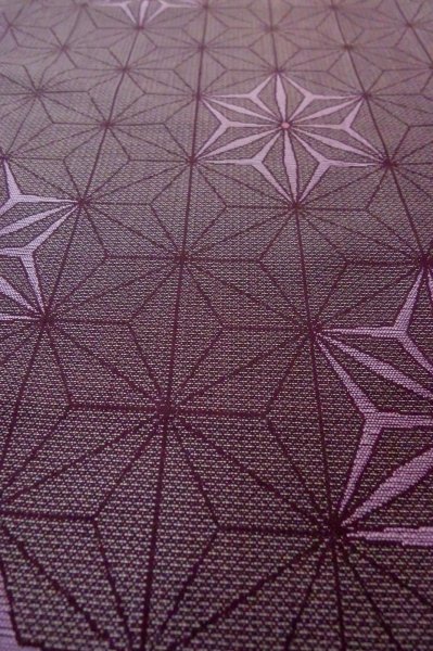 Photo8: Mint P0916L Vintage Japanese kimono Dark Grayish Purple HITOE unlined for women / Wool. Hemp leaf (Grade A) (8)