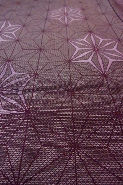 Photo9: Mint P0916L Vintage Japanese kimono Dark Grayish Purple HITOE unlined for women / Wool. Hemp leaf (Grade A) (9)