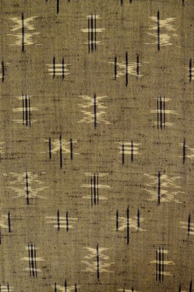 Photo3: P0916M Vintage Japanese kimono Grayish Brownish Beige HITOE unlined for women / Wool. Parallel Cross (Grade C) (3)