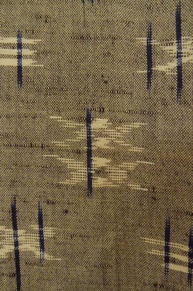 Photo5: P0916M Vintage Japanese kimono Grayish Brownish Beige HITOE unlined for women / Wool. Parallel Cross (Grade C) (5)