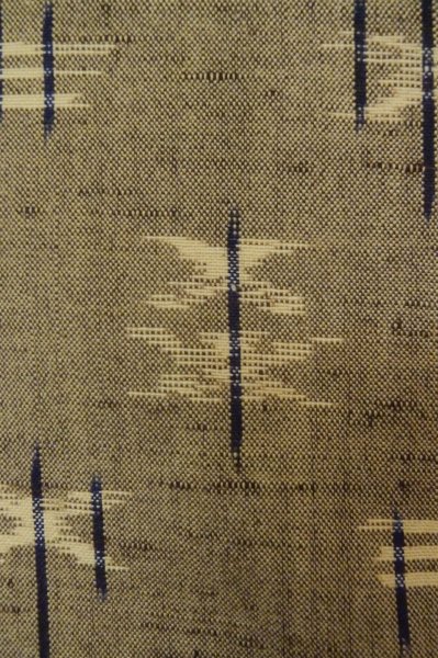 Photo6: P0916M Vintage Japanese kimono Grayish Brownish Beige HITOE unlined for women / Wool. Parallel Cross (Grade C) (6)