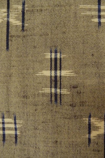 Photo7: P0916M Vintage Japanese kimono Grayish Brownish Beige HITOE unlined for women / Wool. Parallel Cross (Grade C) (7)
