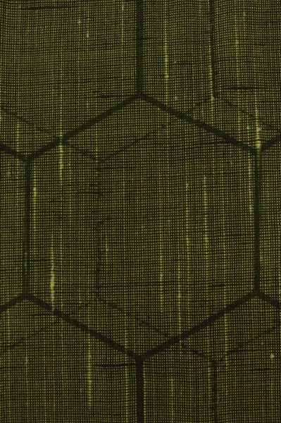 Photo5: P0916N Vintage Japanese kimono Dark Yellow HITOE unlined for women / Wool. Tortoise-shell pattern(Hexagonal pattern) (Grade A) (5)