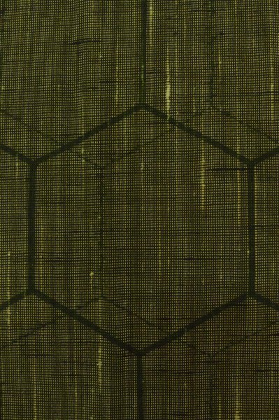 Photo6: P0916N Vintage Japanese kimono Dark Yellow HITOE unlined for women / Wool. Tortoise-shell pattern(Hexagonal pattern) (Grade A) (6)