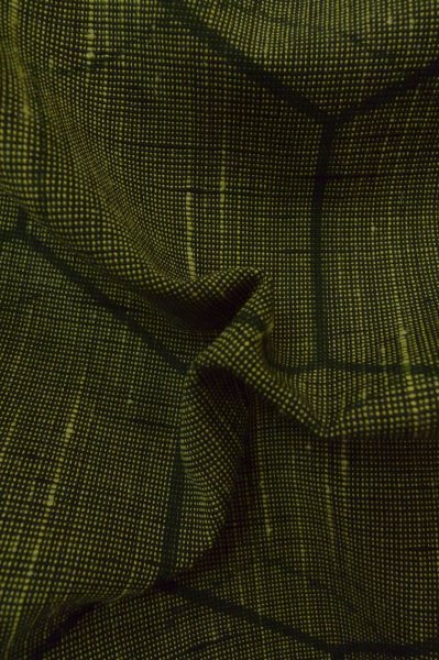 Photo10: P0916N Vintage Japanese kimono Dark Yellow HITOE unlined for women / Wool. Tortoise-shell pattern(Hexagonal pattern) (Grade A) (10)