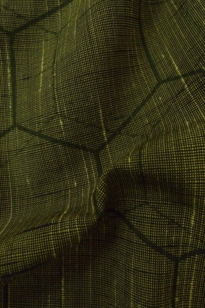 Photo11: P0916N Vintage Japanese kimono Dark Yellow HITOE unlined for women / Wool. Tortoise-shell pattern(Hexagonal pattern) (Grade A) (11)