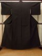 Photo1: Mint P0916O Vintage Japanese kimono Dark Brown HITOE unlined for women / Wool. Abstract pattern (Grade A) (1)
