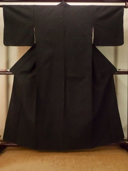Photo1: Mint P0916O Vintage Japanese kimono Dark Brown HITOE unlined for women / Wool. Abstract pattern (Grade A) (1)