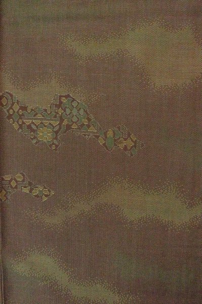 Photo4: P0916P Vintage Japanese kimono Brown HITOE unlined for women / Wool. Abstract pattern (Grade B) (4)