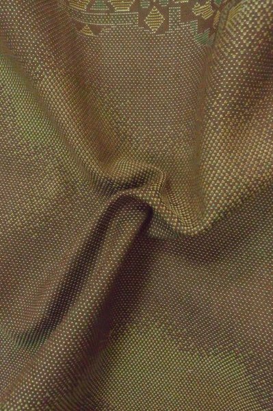 Photo11: P0916P Vintage Japanese kimono Brown HITOE unlined for women / Wool. Abstract pattern (Grade B) (11)