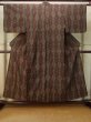 Photo1: Mint P0916Q Vintage Japanese kimono Brown HITOE unlined for women / Wool. Abstract pattern (Grade A) (1)