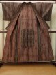 Photo2: Mint P0916Q Vintage Japanese kimono Brown HITOE unlined for women / Wool. Abstract pattern (Grade A) (2)