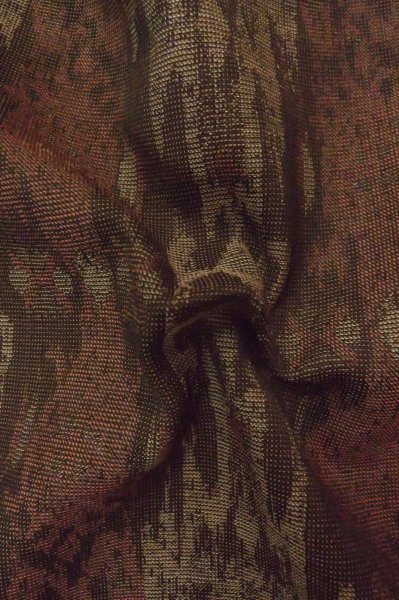 Photo11: Mint P0916Q Vintage Japanese kimono Brown HITOE unlined for women / Wool. Abstract pattern (Grade A) (11)