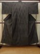 Photo1: P0916R Vintage Japanese kimono Dark Gray HITOE unlined for women / Wool. Tortoise-shell pattern(Hexagonal pattern) (Grade C) (1)
