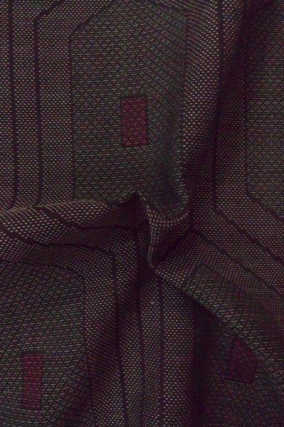Photo11: P0916R Vintage Japanese kimono Dark Gray HITOE unlined for women / Wool. Tortoise-shell pattern(Hexagonal pattern) (Grade C) (11)