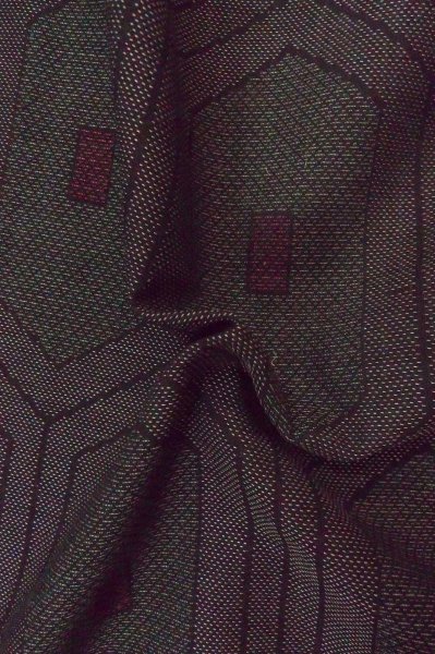 Photo12: P0916R Vintage Japanese kimono Dark Gray HITOE unlined for women / Wool. Tortoise-shell pattern(Hexagonal pattern) (Grade C) (12)