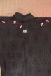 Photo19: P0916R Vintage Japanese kimono Dark Gray HITOE unlined for women / Wool. Tortoise-shell pattern(Hexagonal pattern) (Grade C) (19)