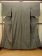 Photo1: P0916T Vintage Japanese kimono Gray HITOE unlined for women / Wool. Abstract pattern, There is an impression of use. (Grade C) (1)