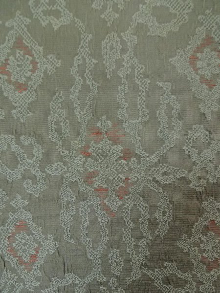Photo5: P0916T Vintage Japanese kimono Gray HITOE unlined for women / Wool. Abstract pattern, There is an impression of use. (Grade C) (5)