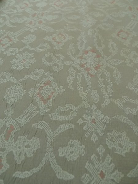 Photo9: P0916T Vintage Japanese kimono Gray HITOE unlined for women / Wool. Abstract pattern, There is an impression of use. (Grade C) (9)