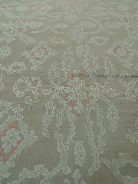 Photo10: P0916T Vintage Japanese kimono Gray HITOE unlined for women / Wool. Abstract pattern, There is an impression of use. (Grade C) (10)