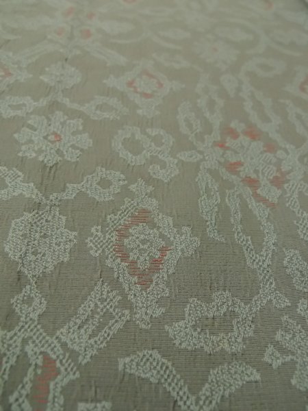 Photo11: P0916T Vintage Japanese kimono Gray HITOE unlined for women / Wool. Abstract pattern, There is an impression of use. (Grade C) (11)