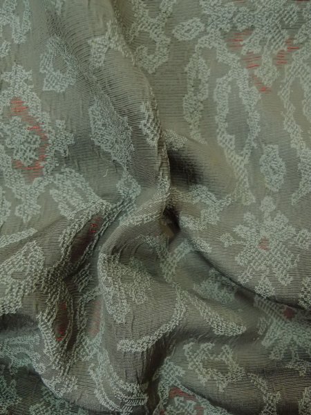 Photo12: P0916T Vintage Japanese kimono Gray HITOE unlined for women / Wool. Abstract pattern, There is an impression of use. (Grade C) (12)