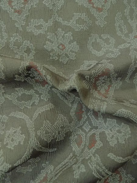 Photo13: P0916T Vintage Japanese kimono Gray HITOE unlined for women / Wool. Abstract pattern, There is an impression of use. (Grade C) (13)