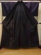 Photo2: Mint P0916U Vintage Japanese kimono Dark Purple HITOE unlined for women / Wool. Abstract pattern (Grade A) (2)