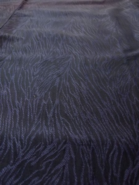 Photo8: Mint P0916U Vintage Japanese kimono Dark Purple HITOE unlined for women / Wool. Abstract pattern (Grade A) (8)