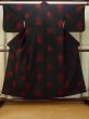 Photo1: P0916X Vintage Japanese kimono Black HITOE unlined for women / Wool. Abstract pattern, More damages. (Grade C) (1)