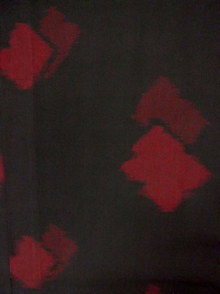 Photo3: P0916X Vintage Japanese kimono Black HITOE unlined for women / Wool. Abstract pattern, More damages. (Grade C) (3)