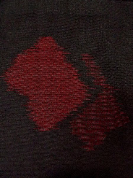 Photo6: P0916X Vintage Japanese kimono Black HITOE unlined for women / Wool. Abstract pattern, More damages. (Grade C) (6)