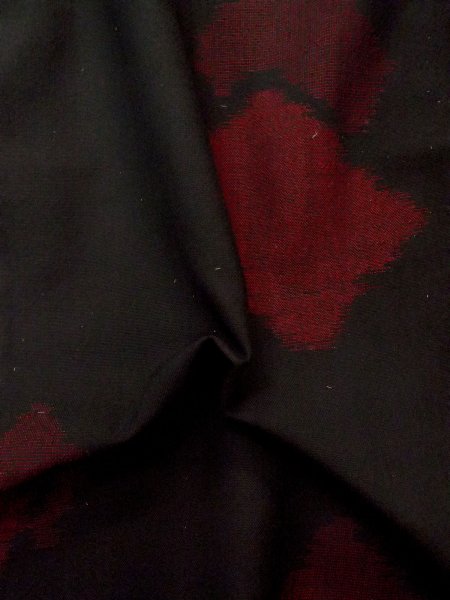 Photo11: P0916X Vintage Japanese kimono Black HITOE unlined for women / Wool. Abstract pattern, More damages. (Grade C) (11)