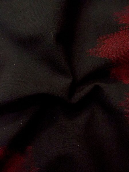 Photo12: P0916X Vintage Japanese kimono Black HITOE unlined for women / Wool. Abstract pattern, More damages. (Grade C) (12)