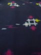 Photo10: P0916Z Vintage Japanese kimono Black HITOE unlined for women / Wool. Parallel Cross, There are stains and impression of use. (Grade D) (10)