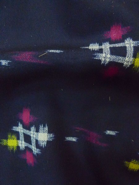 Photo12: P0916Z Vintage Japanese kimono Black HITOE unlined for women / Wool. Parallel Cross, There are stains and impression of use. (Grade D) (12)