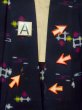 Photo15: P0916Z Vintage Japanese kimono Black HITOE unlined for women / Wool. Parallel Cross, There are stains and impression of use. (Grade D) (15)
