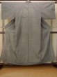 Photo1: P0917A Vintage Japanese kimono Gray HITOE unlined for women / Wool. Geometrical pattern (Grade C) (1)