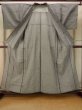Photo2: P0917A Vintage Japanese kimono Gray HITOE unlined for women / Wool. Geometrical pattern (Grade C) (2)