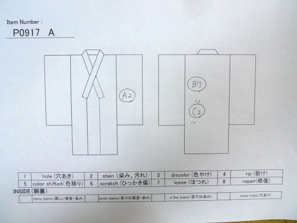 Photo12: P0917A Vintage Japanese kimono Gray HITOE unlined for women / Wool. Geometrical pattern (Grade C) (12)