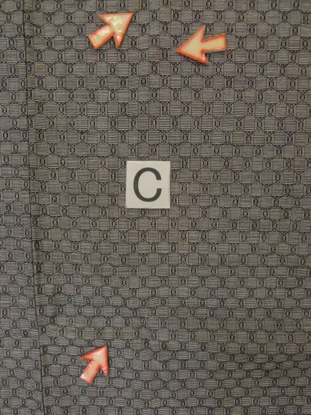 Photo15: P0917A Vintage Japanese kimono Gray HITOE unlined for women / Wool. Geometrical pattern (Grade C) (15)
