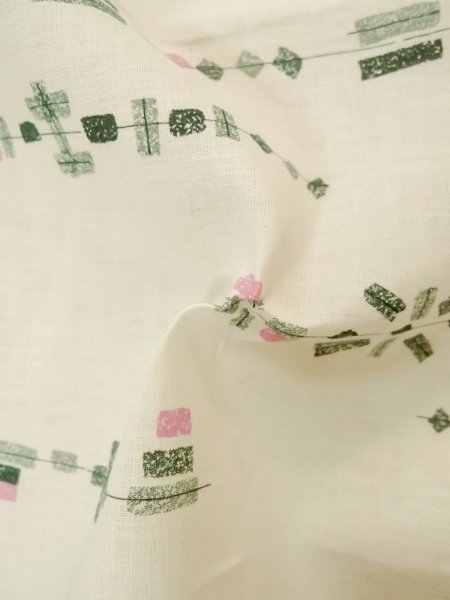 Photo11: P0917B Vintage Japanese kimono White YUKATA summer(made in Japan) for women / Linen. Geometrical pattern (Grade B) (11)