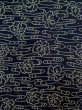 Photo5: P0917C Vintage Japanese kimono Dark Navy Blue HITOE unlined for women / Linen. Flower (Grade B) (5)