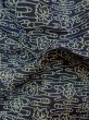 Photo11: P0917C Vintage Japanese kimono Dark Navy Blue HITOE unlined for women / Linen. Flower (Grade B) (11)