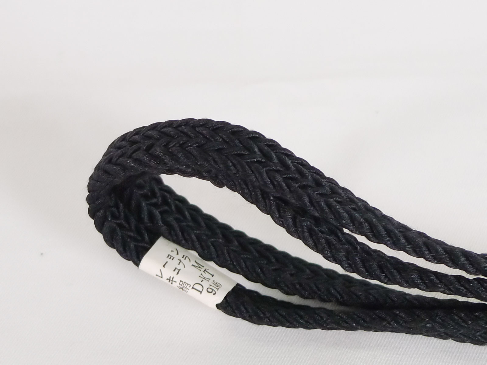 J1107XB Used Japanese Black OBIJIME decorative string/cord/rope B) Flat type / Kimono Accessories / Japan